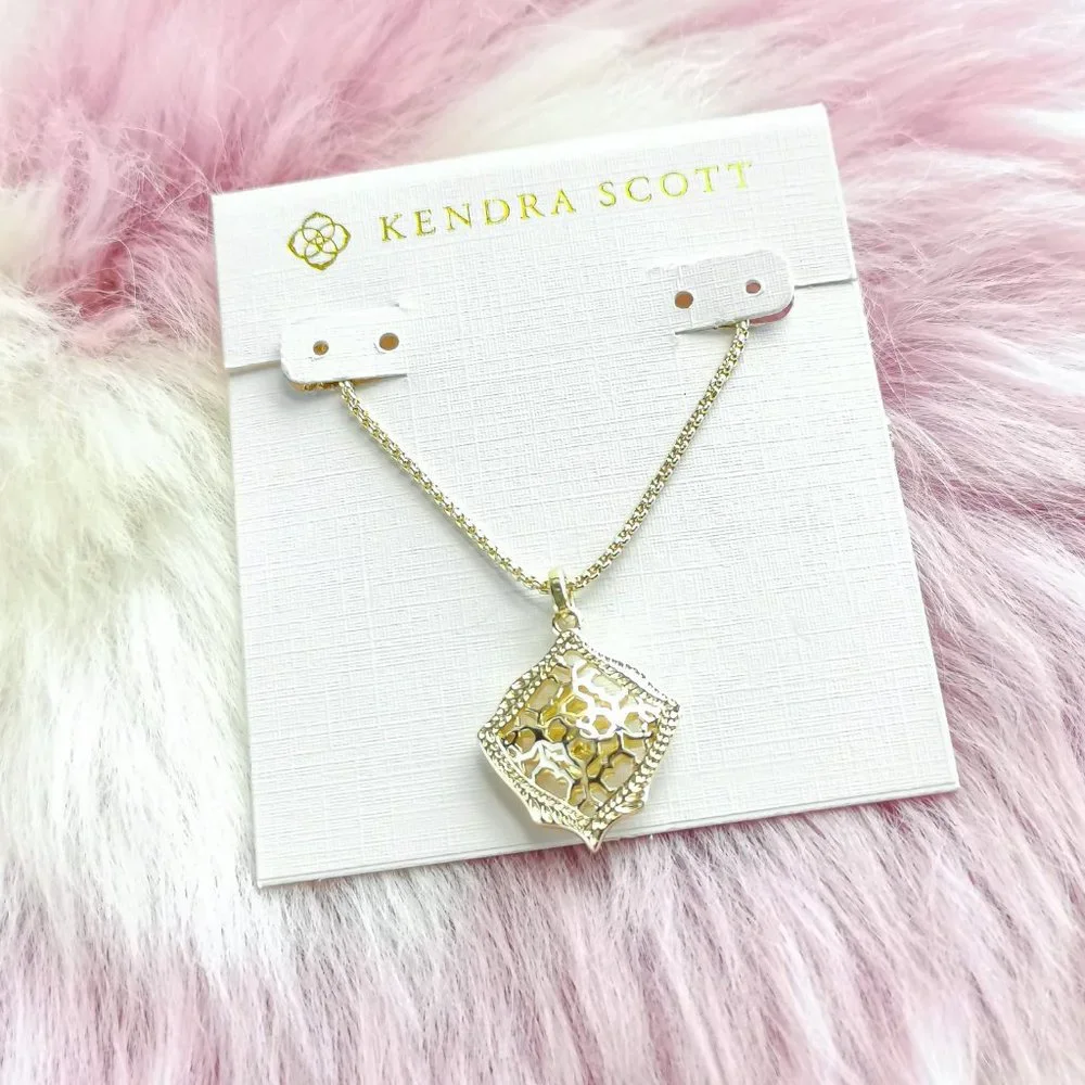 Gold Kacey Filigree Mix Long Pendant Necklace - Picture 1 of 3